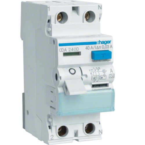 Intrerupator diferential RCCB 2P 40A/30mA tip A CDA240D Hager