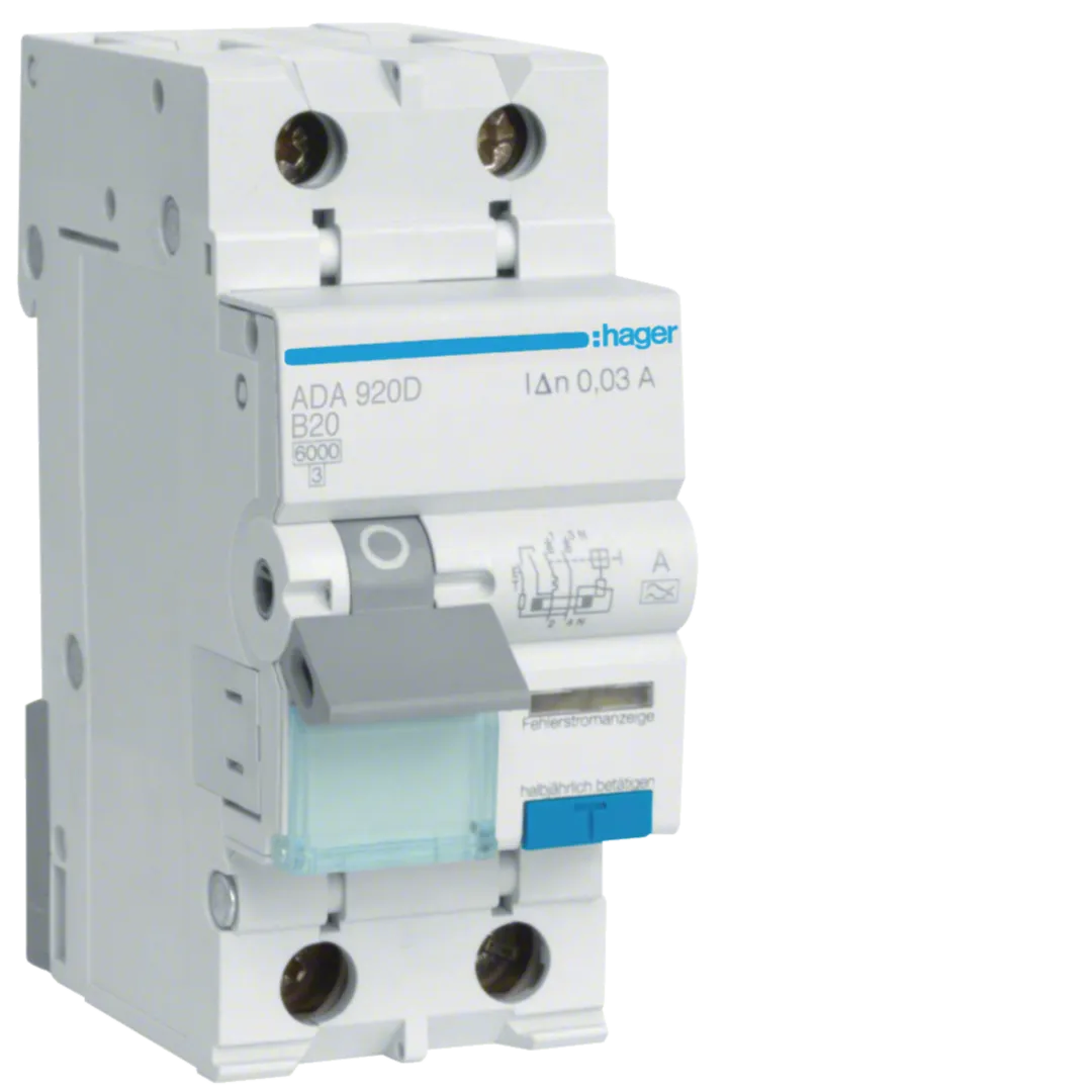 Disjunctor diferential 1P+N 20A, 30mA, B 6kA, tip A