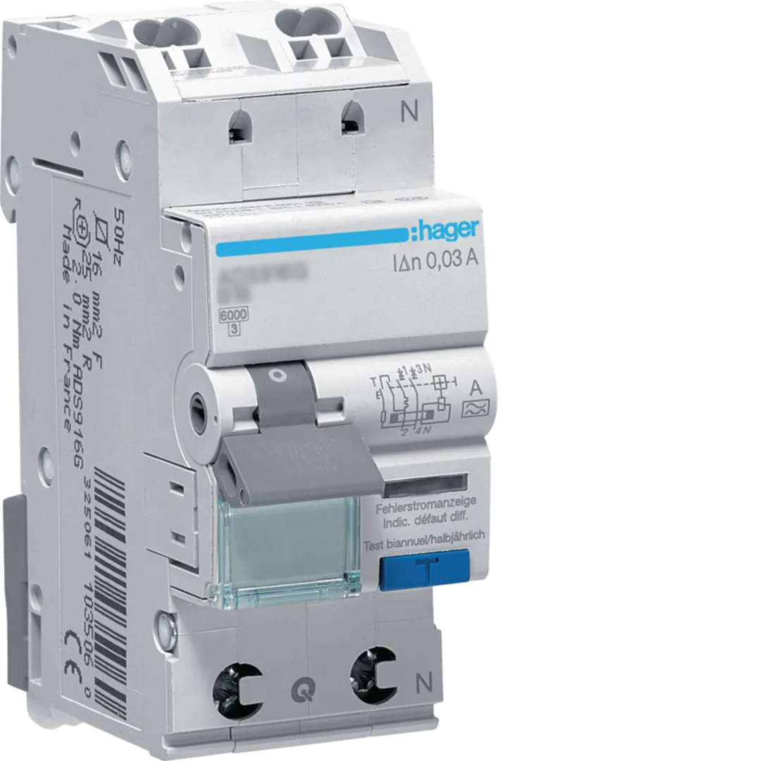 Disjunctor diferential 1P+N 20A, 30mA, B 6kA, tip A, QC