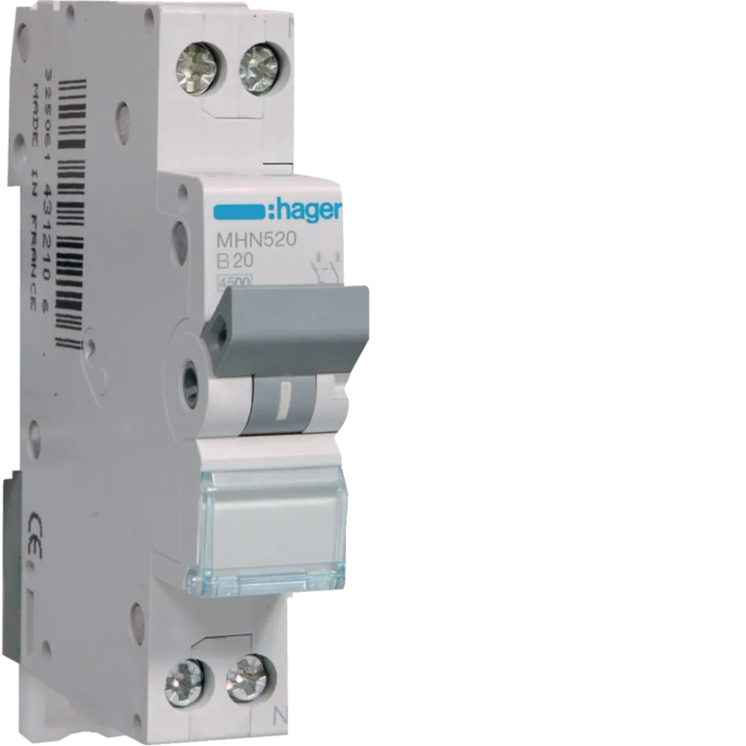 Disjunctor 1P+N, 20A, 4,5kA, B, 1M